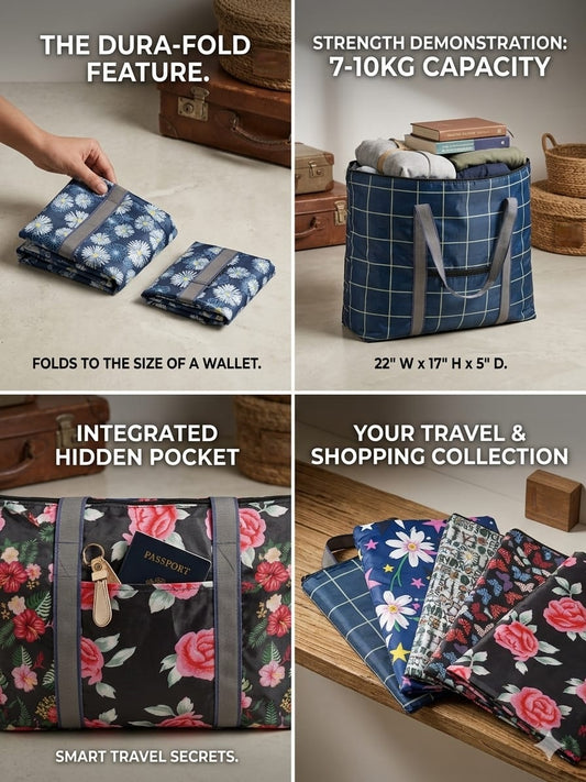 Travel Shopping Bags.Available in Random Colours. Beautiful Prints. Sturdy Material.