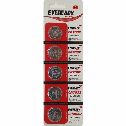 Eveready CR2032 3V Button Cell Battery Pack of 5
