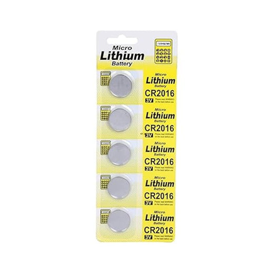Lithium Button Cell CR2016 3V Battery (Pack of 5)