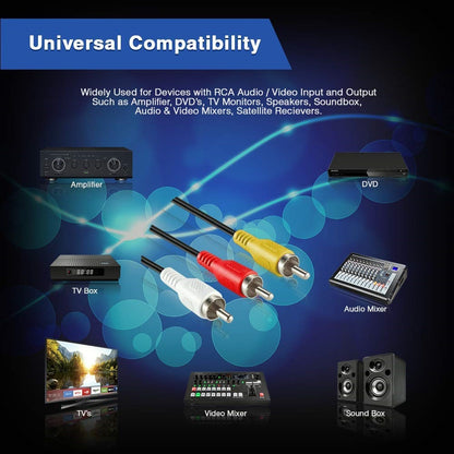 3RCA Male to 3RCA Male Stereo Audio Video Cable