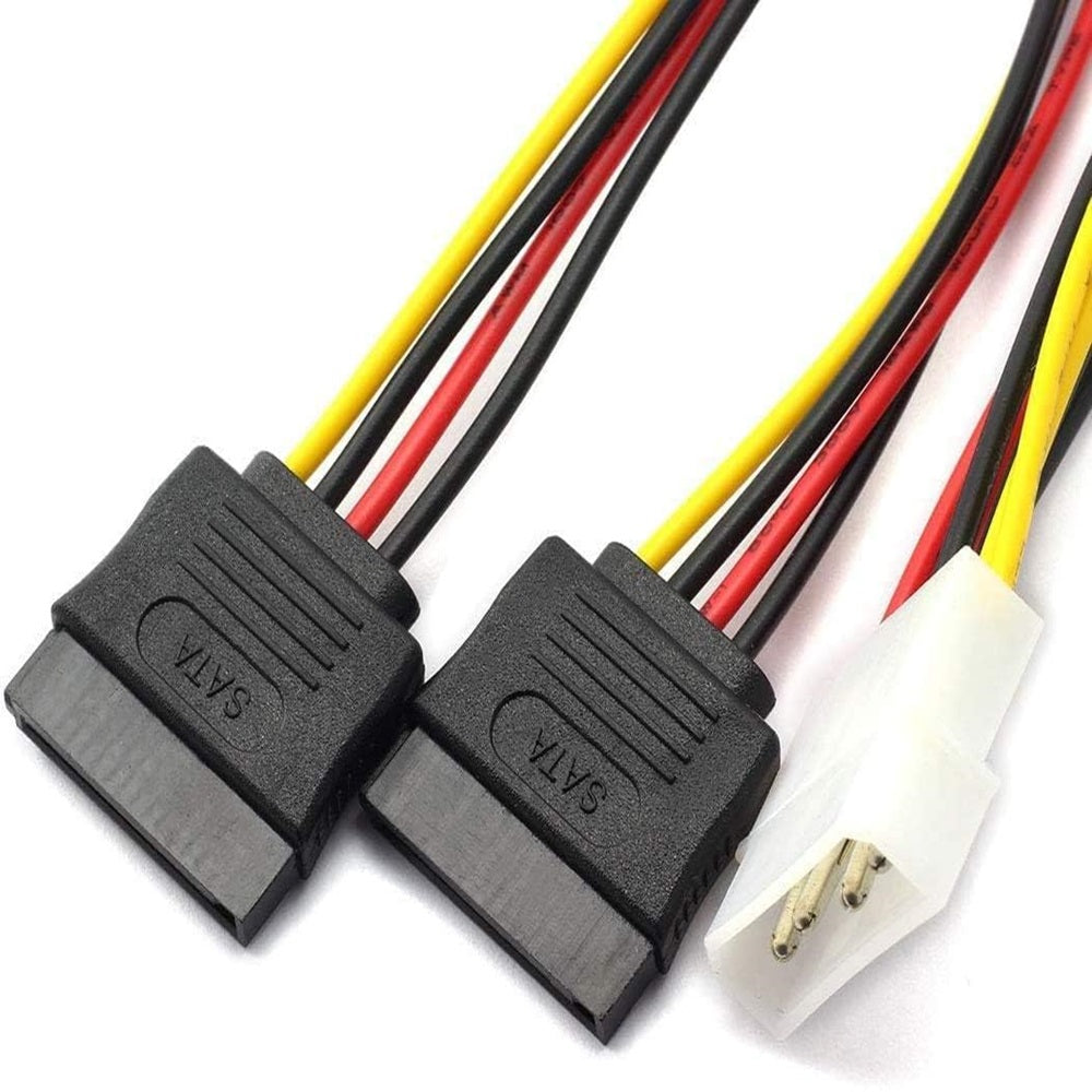 4 Pin Molex to Dual SATA Power Y Cable