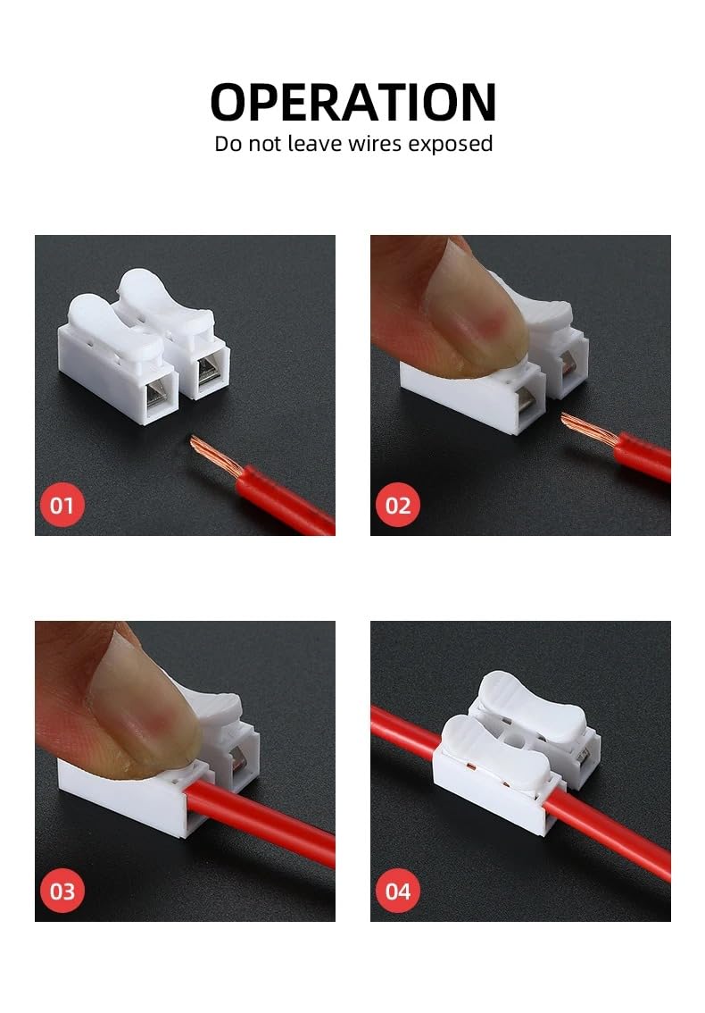 Cable Connectors 2 Pins Electrical Push Type Cable Connectors Quick Splice Lock Wire Terminal 220V 10A