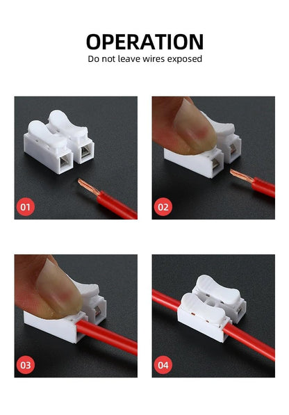 Cable Connectors 2 Pins Electrical Push Type Cable Connectors Quick Splice Lock Wire Terminal 220V 10A