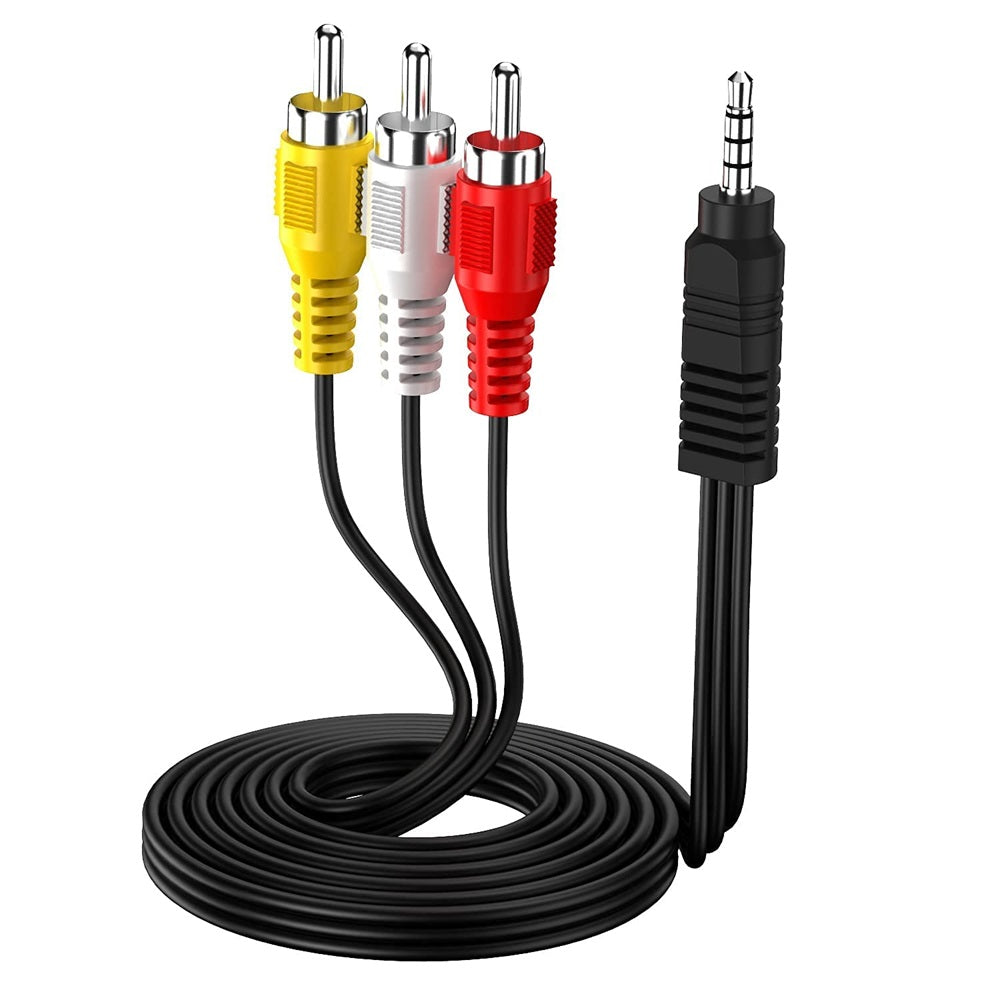 3.5 mm Male to 3RCA Male Plug Stereo Audio Video AUX Cable 1.5 M Premium Quality