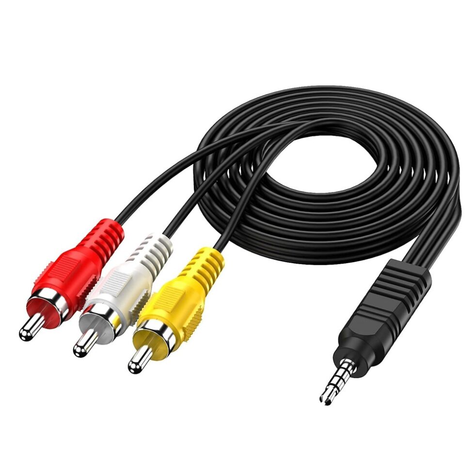 3.5 mm Male to 3RCA Male Plug Stereo Audio Video AUX Cable 1.5 M Premium Quality