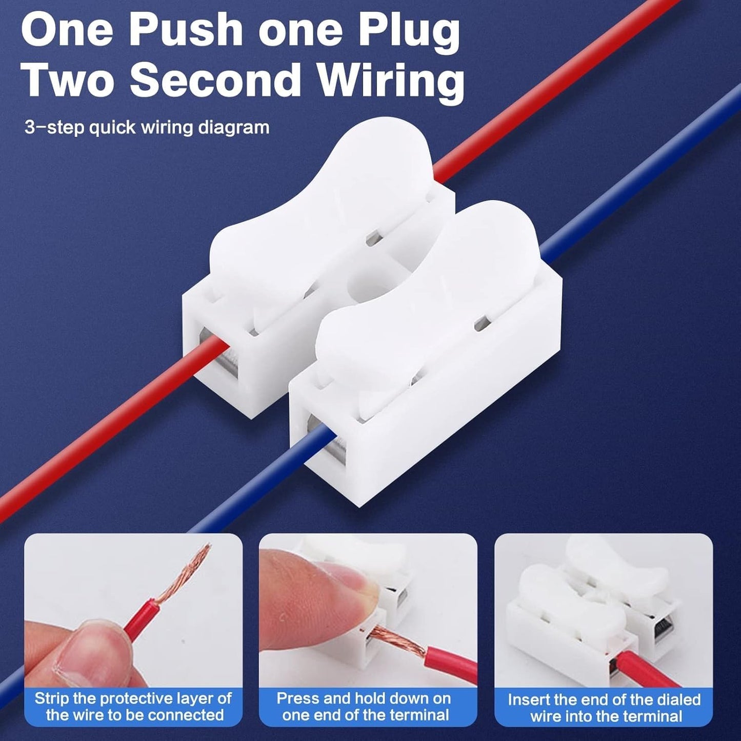 Cable Connectors 2 Pins Electrical Push Type Cable Connectors Quick Splice Lock Wire Terminal 220V 10A