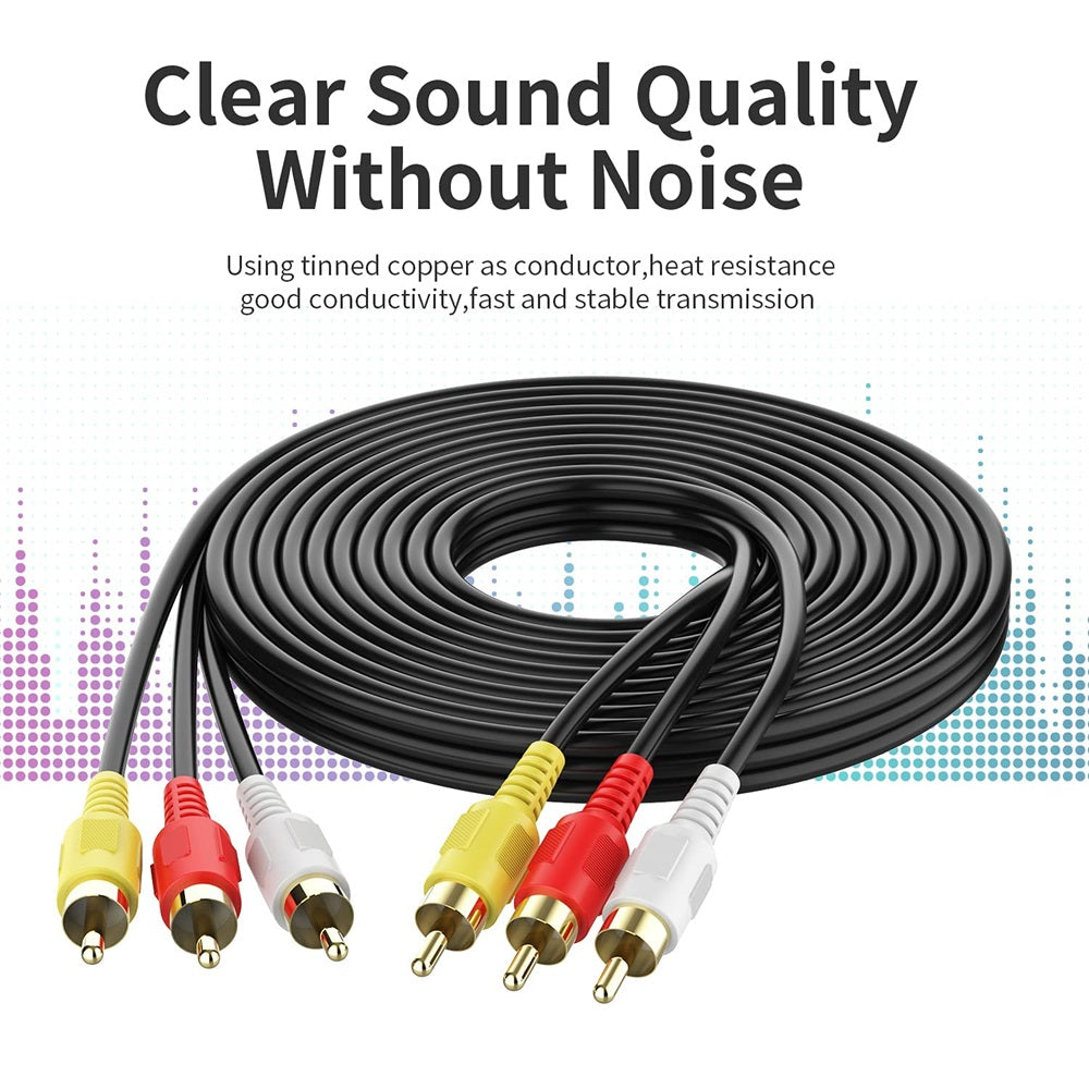 3RCA Male to 3RCA Male Stereo Audio Video Cable